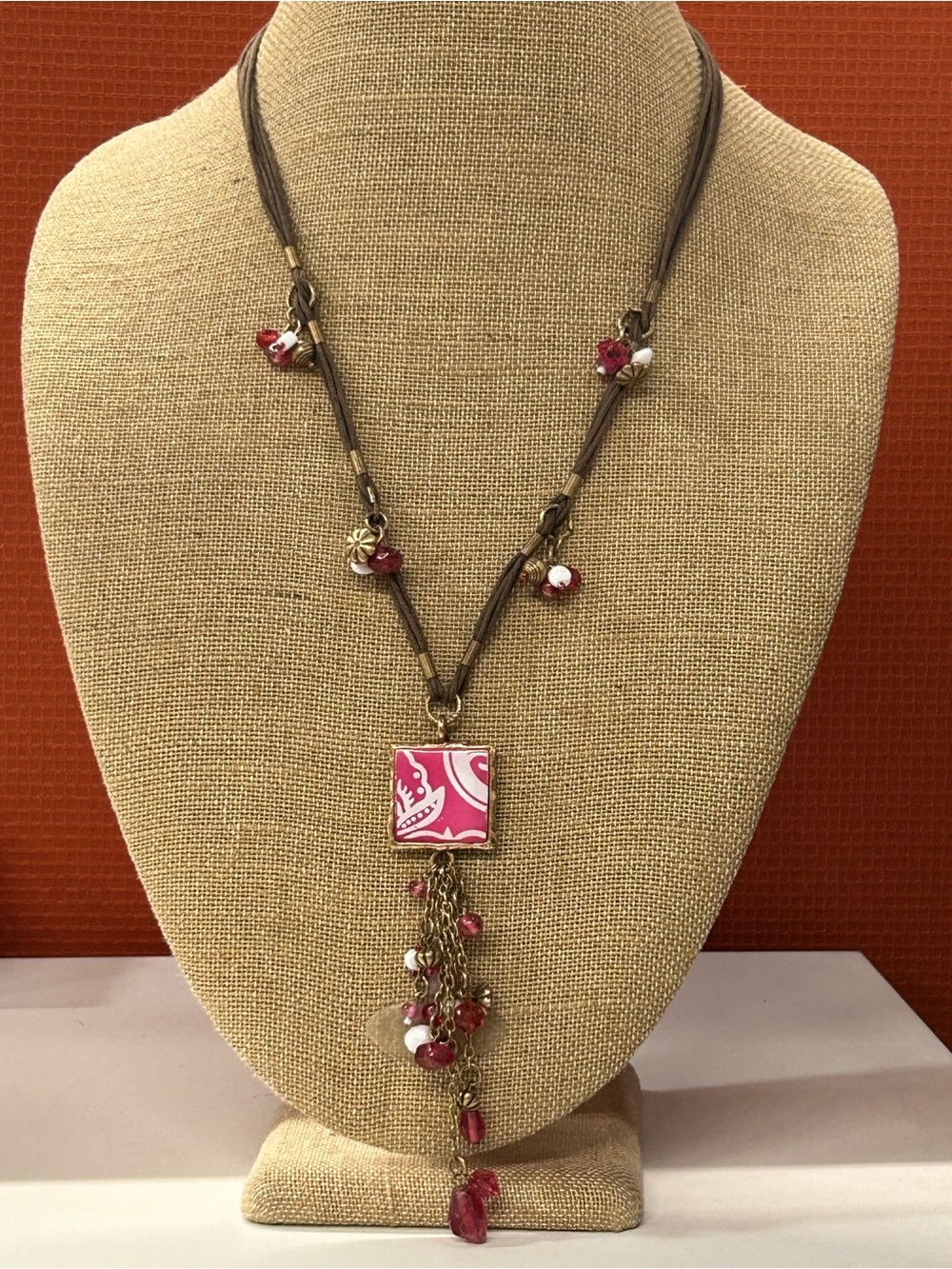 Coldwater Creek boho pink tassel necklace